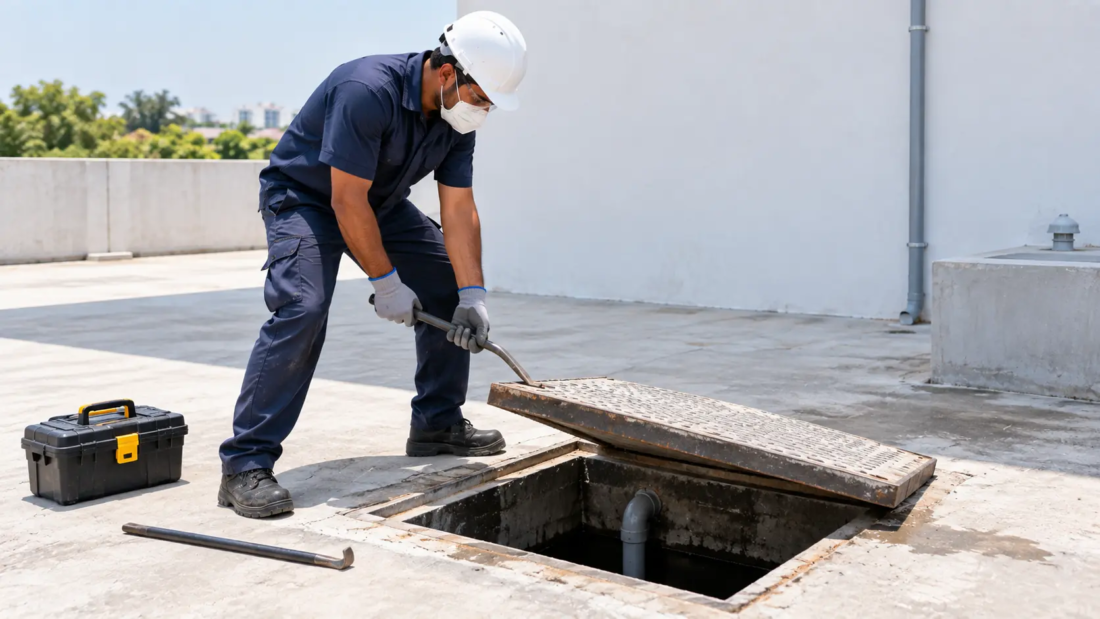 septic tank vs sewage tank cleaning technician outdoor