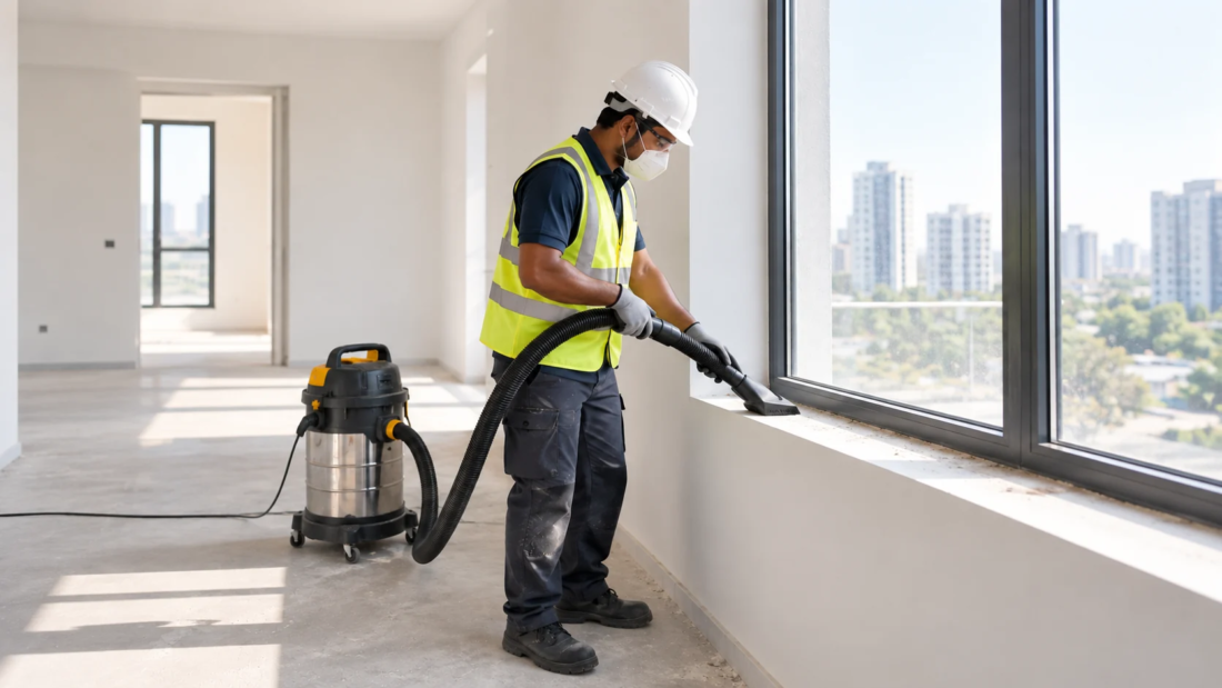 post-construction cleaning Dubai crew removing debris